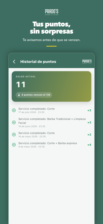 Puntos y su vencimiento en la app